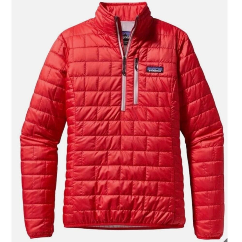 Patagonia Nano Puff Pullover Puffer Jacket Quarter Zip Quilted Red Womens Medium
